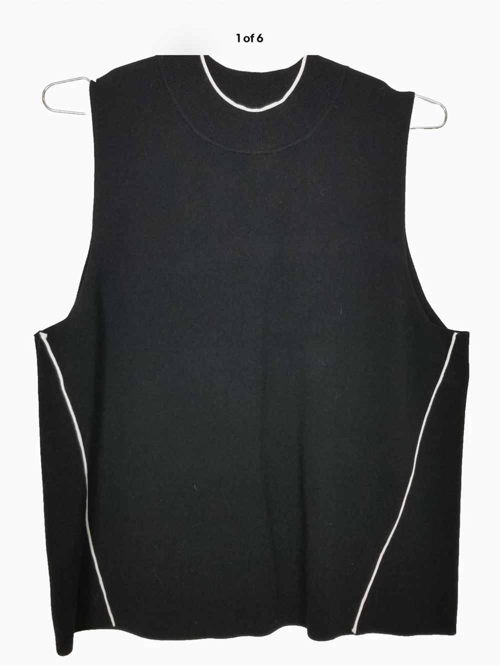 Banana Republic Black Sleeveless Knit Shell with White Trim